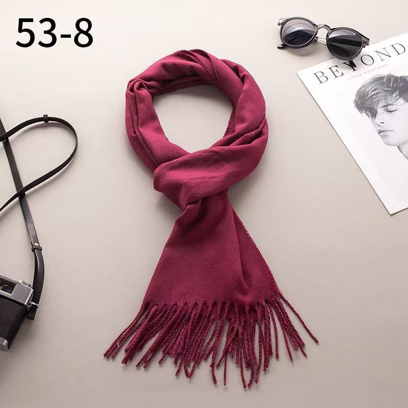 T042 cashmere scarf thickened custom autumn and winter neck tassel solid color warm men and women Korean version all-match shawl