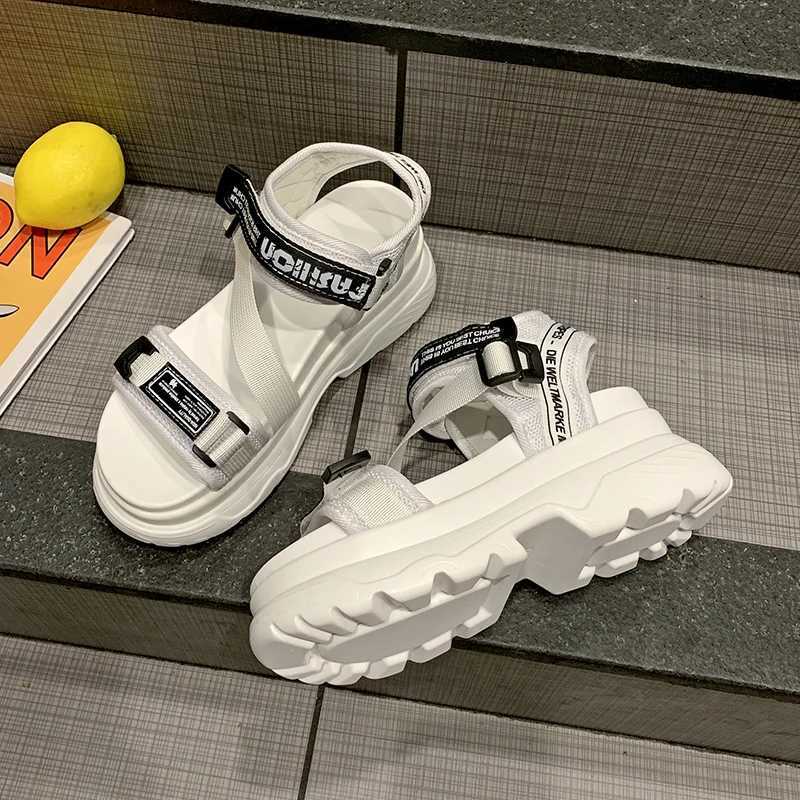 High Quality Women Platform Sandals White Chunky Sports Wedge Shoes For Woman Summer Students Shoes Large Size 42 T241227