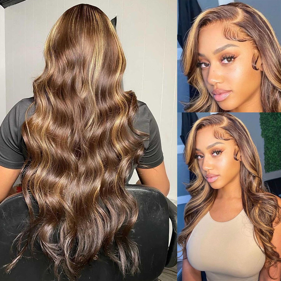 Highlight Blonde Body Wave Frontal Wigs Hd 13X6 13X4 Lace Front Human Hair Wig