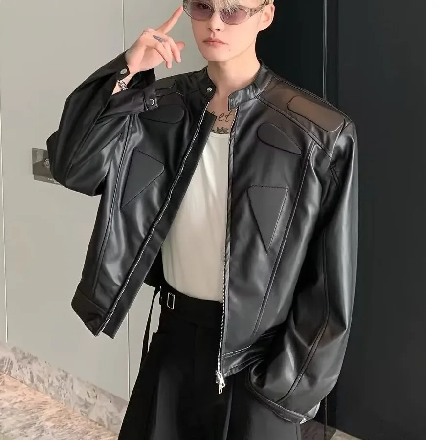 Highend Feeling Motorcycle Jacket For Men Trendy Street Pad Shoulder Leather Casual Niche Structure n Sent Free 241227