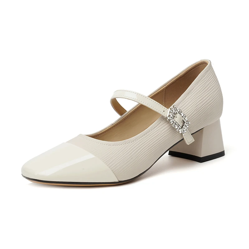 AIYUQI Mary Jane Women Shoes Genuine Leather Women's Spring Shoes Mid-Heel Fashion Women's Office Shoes