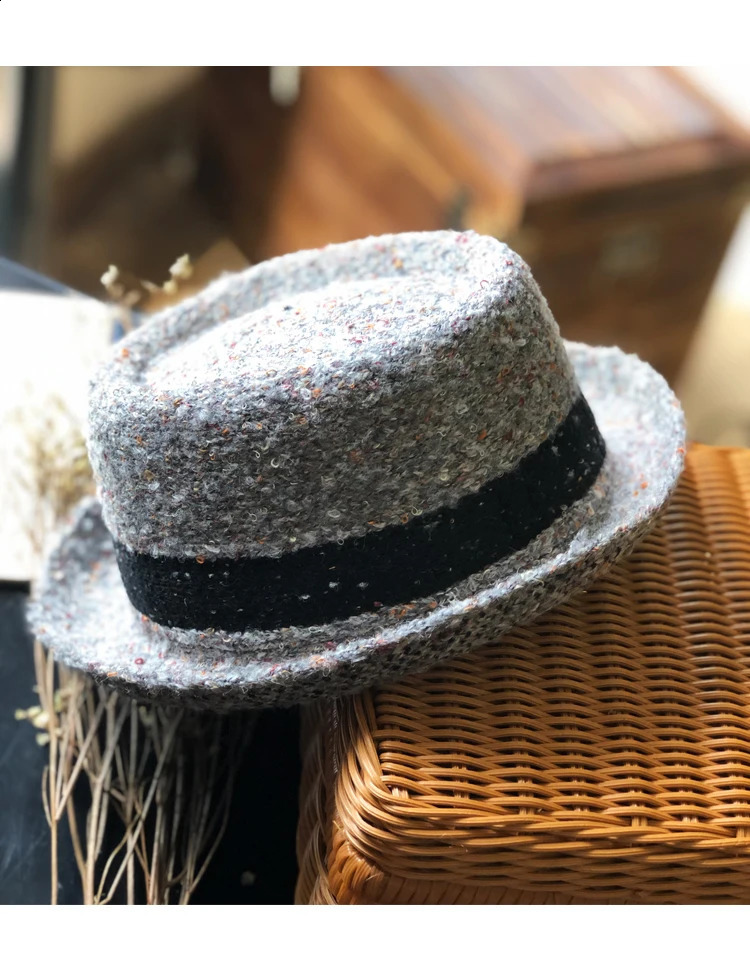 Retro Autumn Winter Warm Women Mens Wool Blend Oval Top Cap Fedora Heisenberg Mr White Porkpie Pork Pie Bowler Hat 56-59cm 241227