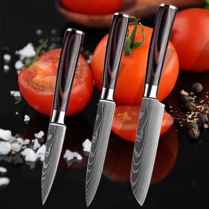 3 kitchen knives fruit knives high carbon stainless steel tra sharp Japanese pocket practical knives with sheaths Y241227