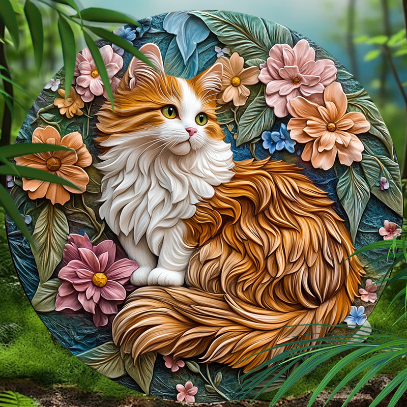Customizable Premium Aluminum Pet Memorial Ornament | Circular Decorative Painting for Pets - Personalized Souvenir Tombstone