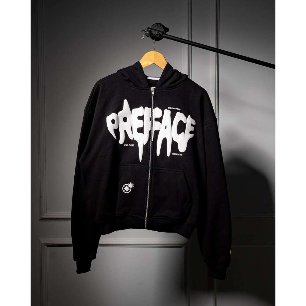 2024 new letter foam printed hip-hop style pullover sweatshirt hoodie top for men and women