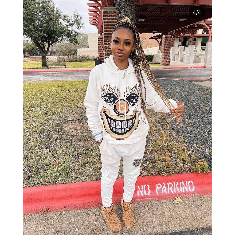 High New Pattern Printed Hot Diamond Loose Fashionable Street Hip Hop Style Hoodie