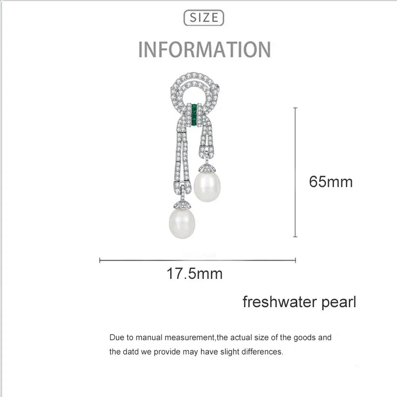 Vintage Court Style Asymmetrical Zircon Ribbon Brooch Elegant Freshwater Pearl Geometry Broche for Womans Clothing Accessories 241227