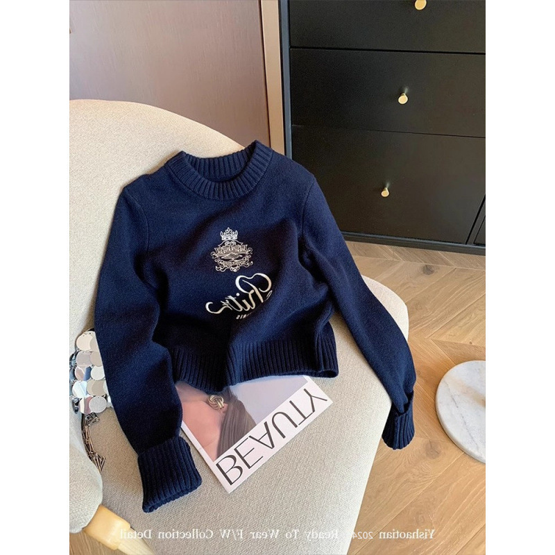 Advanced Round Neck Pullover Sweater Women's Autumn Winter New Lazy Style Soft And Sticky Waist Knit Sweate