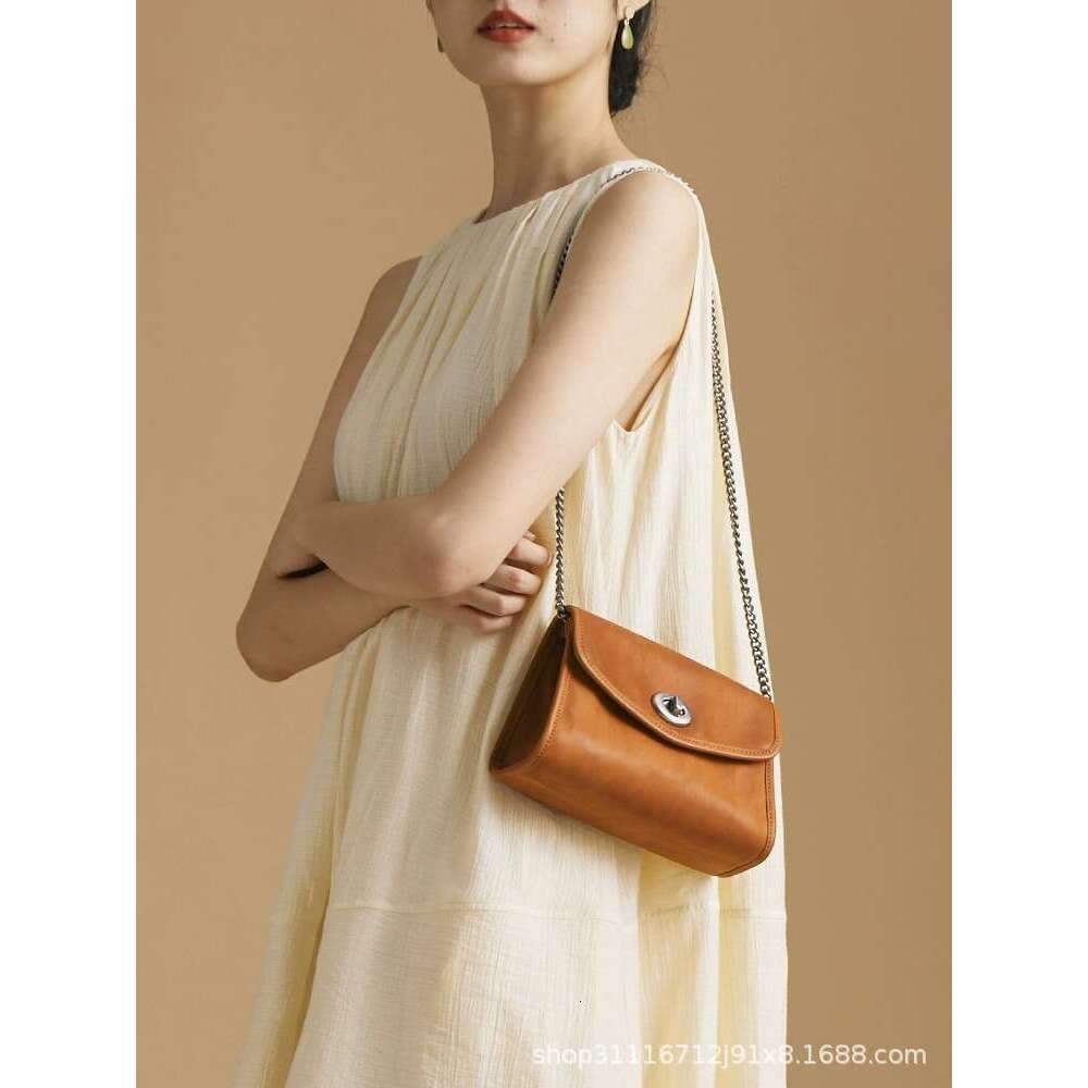 2025 High Bag Quare Cow Leather one shoulder Cross Women's bag Stylish bag Dark Brown