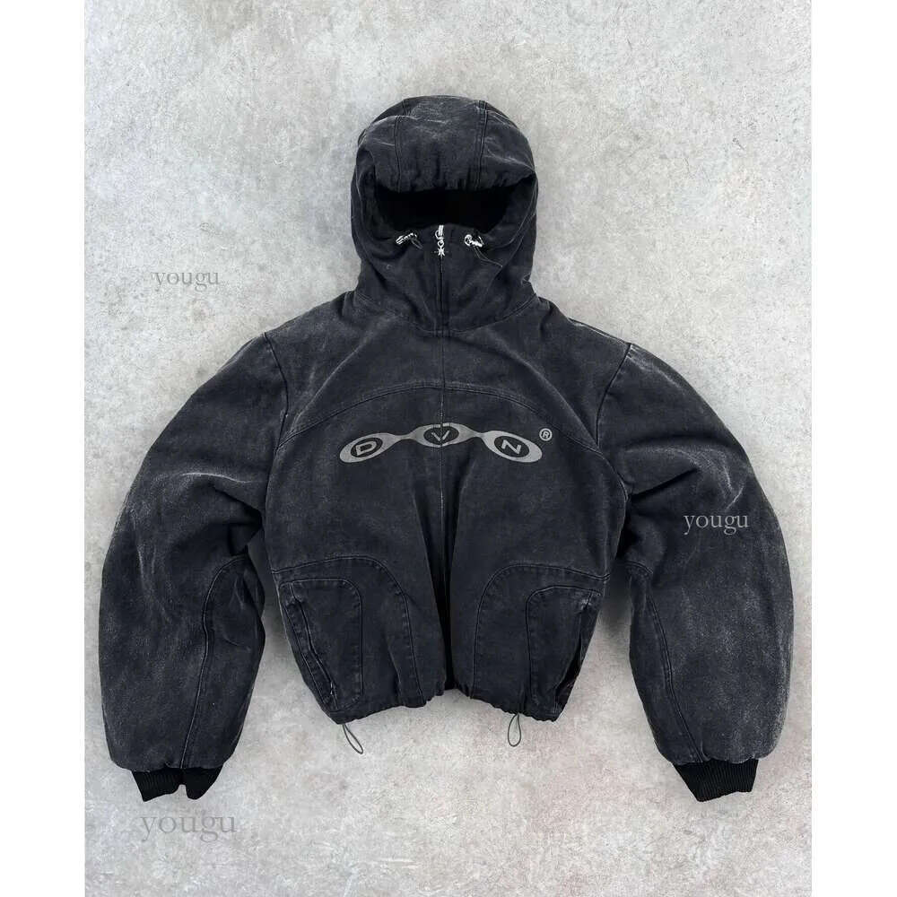 Divin Vintage Washed Zip Hoodie Y K Jacket Mens Rock Hip Hop Patchwork Embroidered Oversized Sweatshirt Long Sleeve Tops