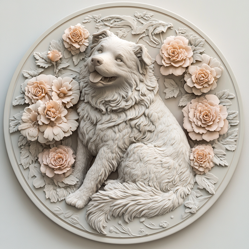 Customizable Shepherd Dog Pet Ornaments - Circular Aluminum Paintings for Cats and Dogs, Perfect Pet Souvenir Tombstones