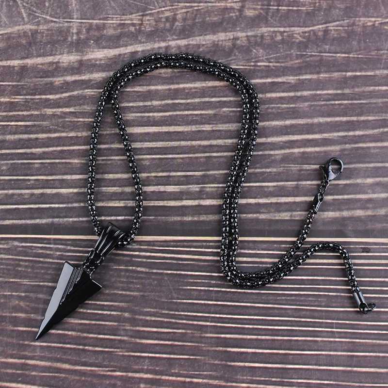 2022 Fashion Jewelry Black Gold Silver Color Arrow Head Pendant Long Chain Necklaces for Men jeweley gift wholesale hot saleXJ241227