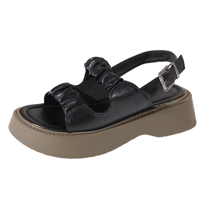 New Pleated Ddmywed One Line Sandals With Thick Soles Big Toe Buckle Beach Women S Chinese Brand Shoes F Ddmysaturn