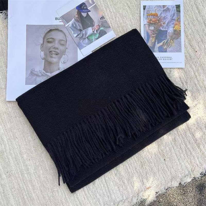 T037 Korean version of all-match wool couple scarf winter warm soft sweet solid color student scarf