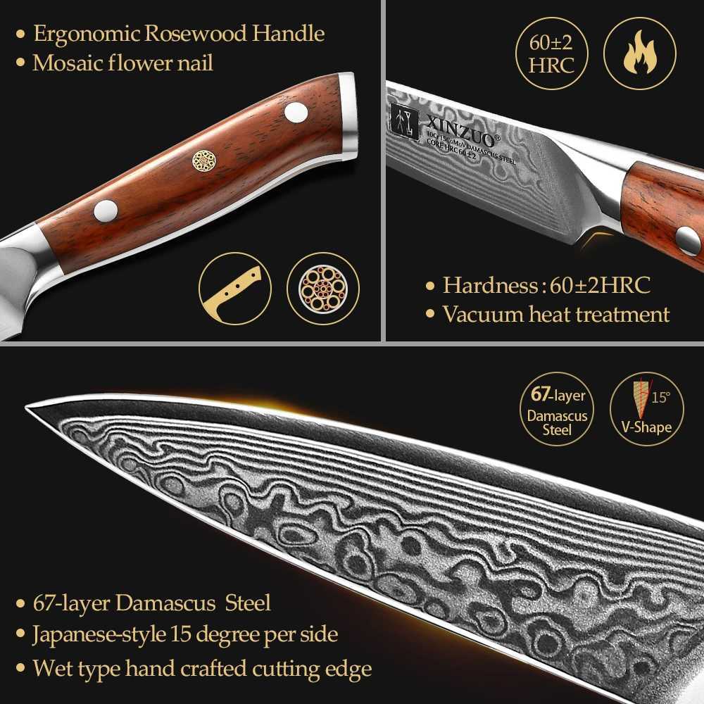 XINZUO brand 3.5-inch kitchen knife with large horse leather steel mahogany handle Japanese carving and peeling knife kitchen tool Y241227