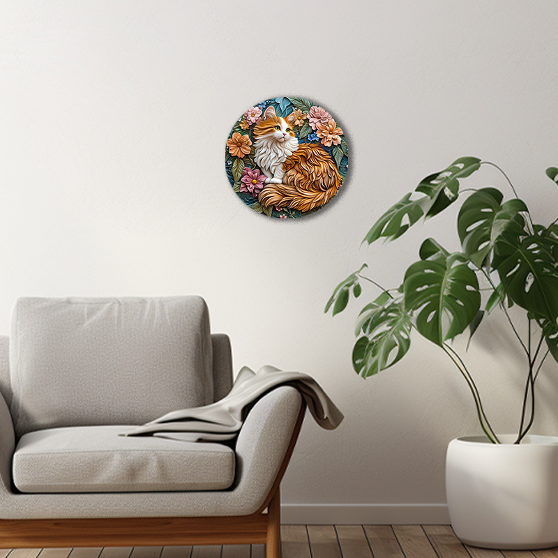 Customizable Premium Aluminum Pet Memorial Ornament | Circular Decorative Painting for Pets - Personalized Souvenir Tombstone