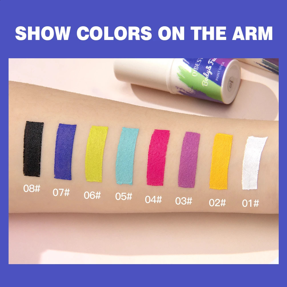 Colorful Body Paint Stick Face Body Oil Painting Paint Pigment Flash Tattoo Painting with Brush Art Halloween Cosplay Party 241224