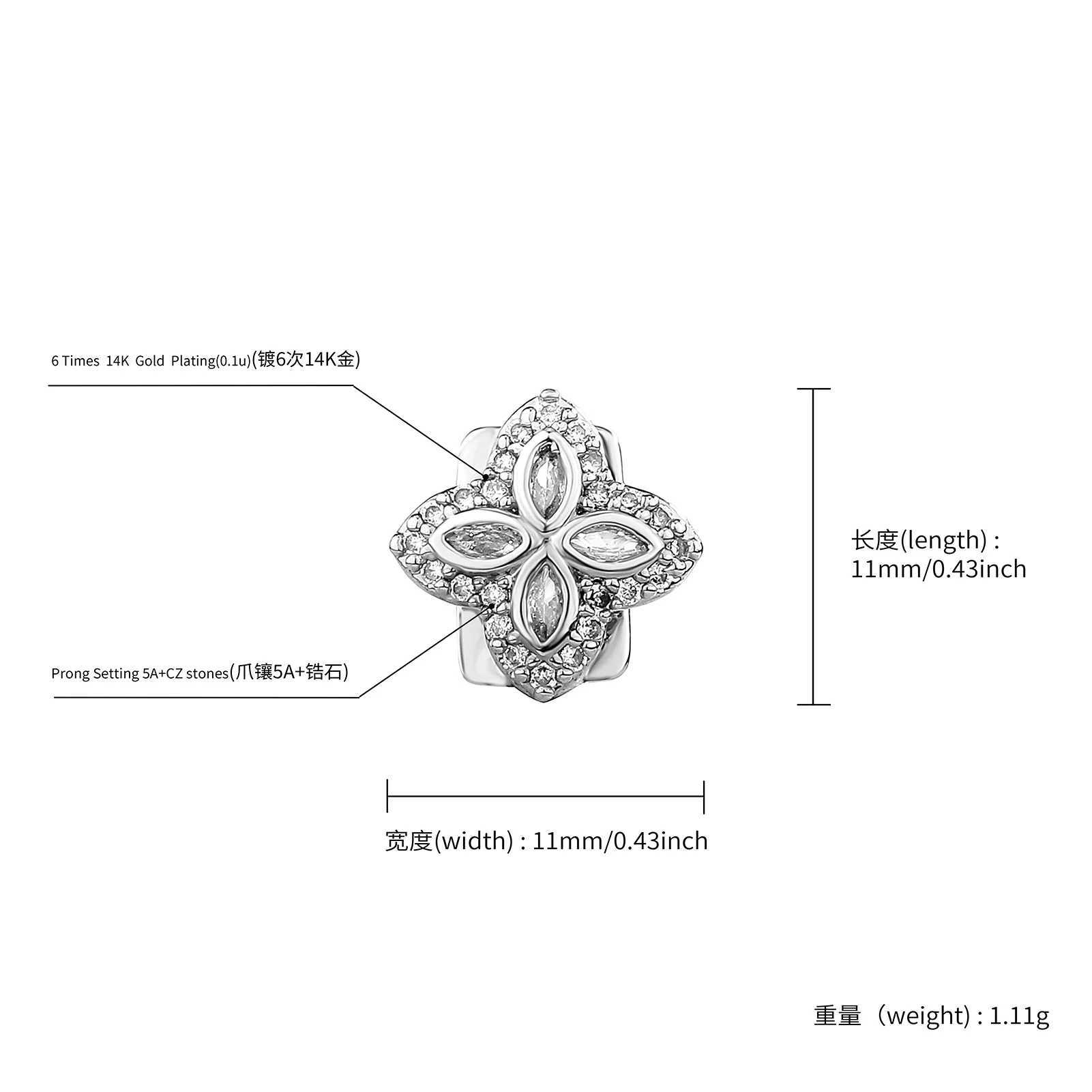 TOPGRILLZ Gold Silver Color Single Flower d Out Grillz Teeth Men Women Hip Hop Bling Tooth Grills Cs Fashion Jewelry W241227