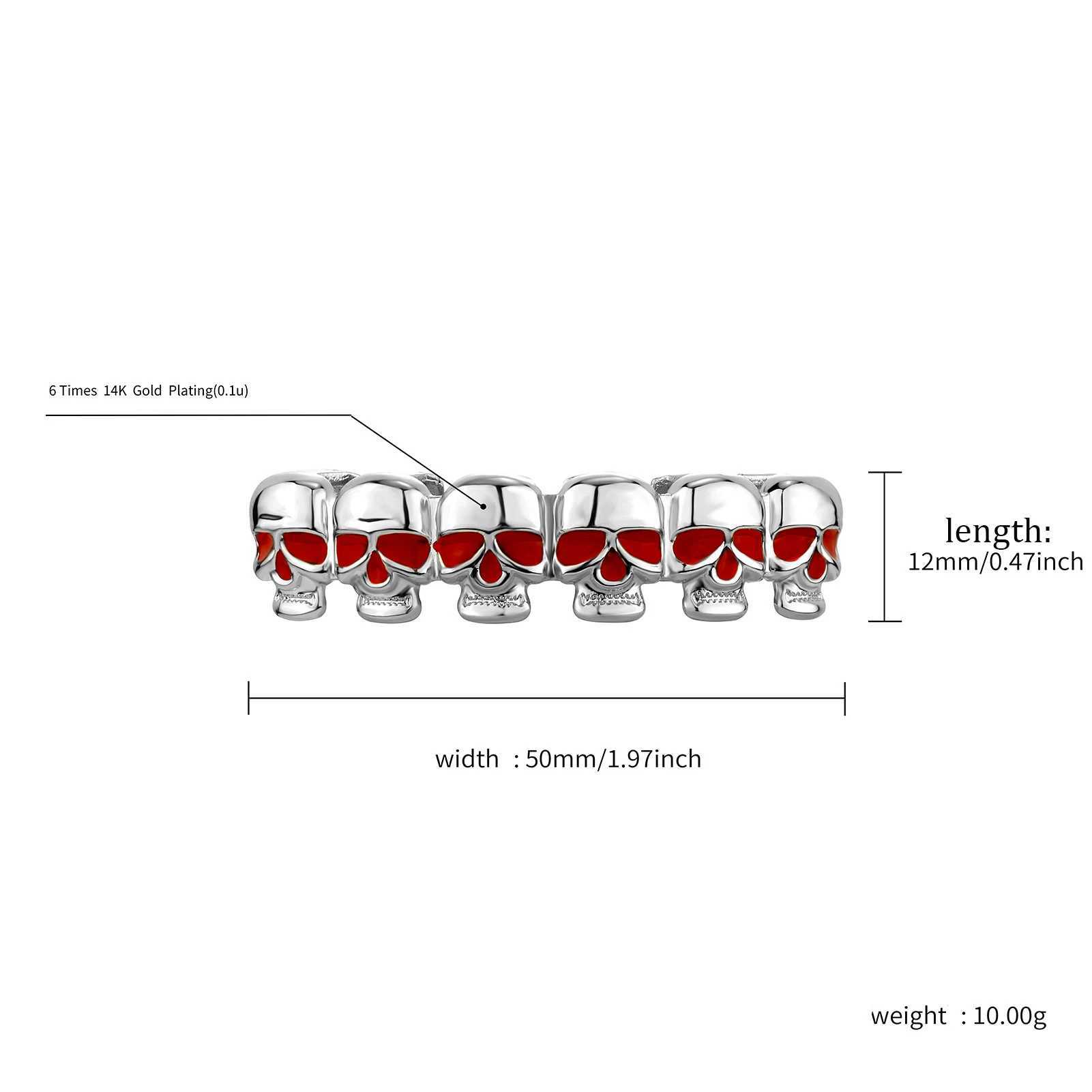 Red Eyed Skull Bling d Out Grillz Teeth Men Women With Zircion Single Hip Hop Tooth Grills Cs Fashion Jewelry W241227