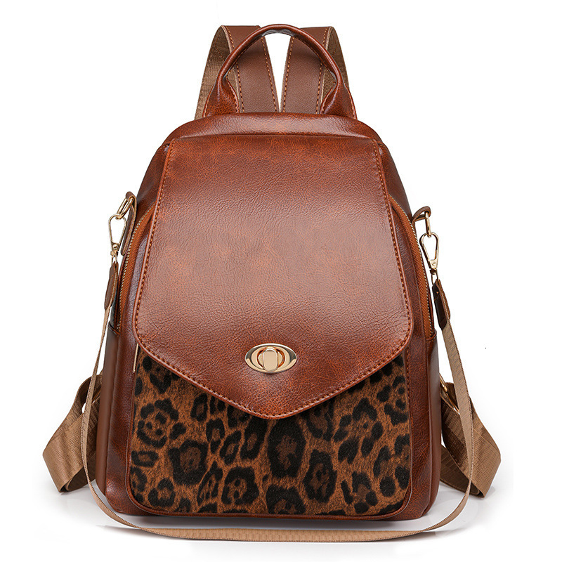 Leopard Pattern Premium 2024 New Fashion Travel Women's Versatile Backpack Single Shoulder Ethnic Style