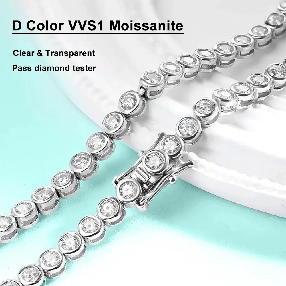FEOBUR 23mm Round Tennis Necklace for Women 925 Sterling Silver GRA Certified Bubble Diamond Necklaces 241226