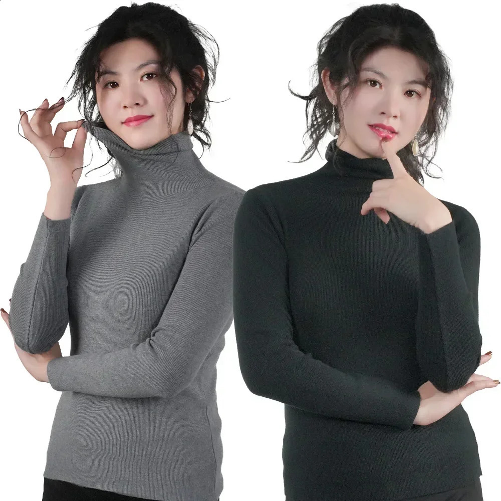 Turtleneck Sweater Women Pullover Knitwear Slim Jumpers Long Sleeve Autumn Winter Warm Tops Woman Sweaters Clothing Jersey 241223