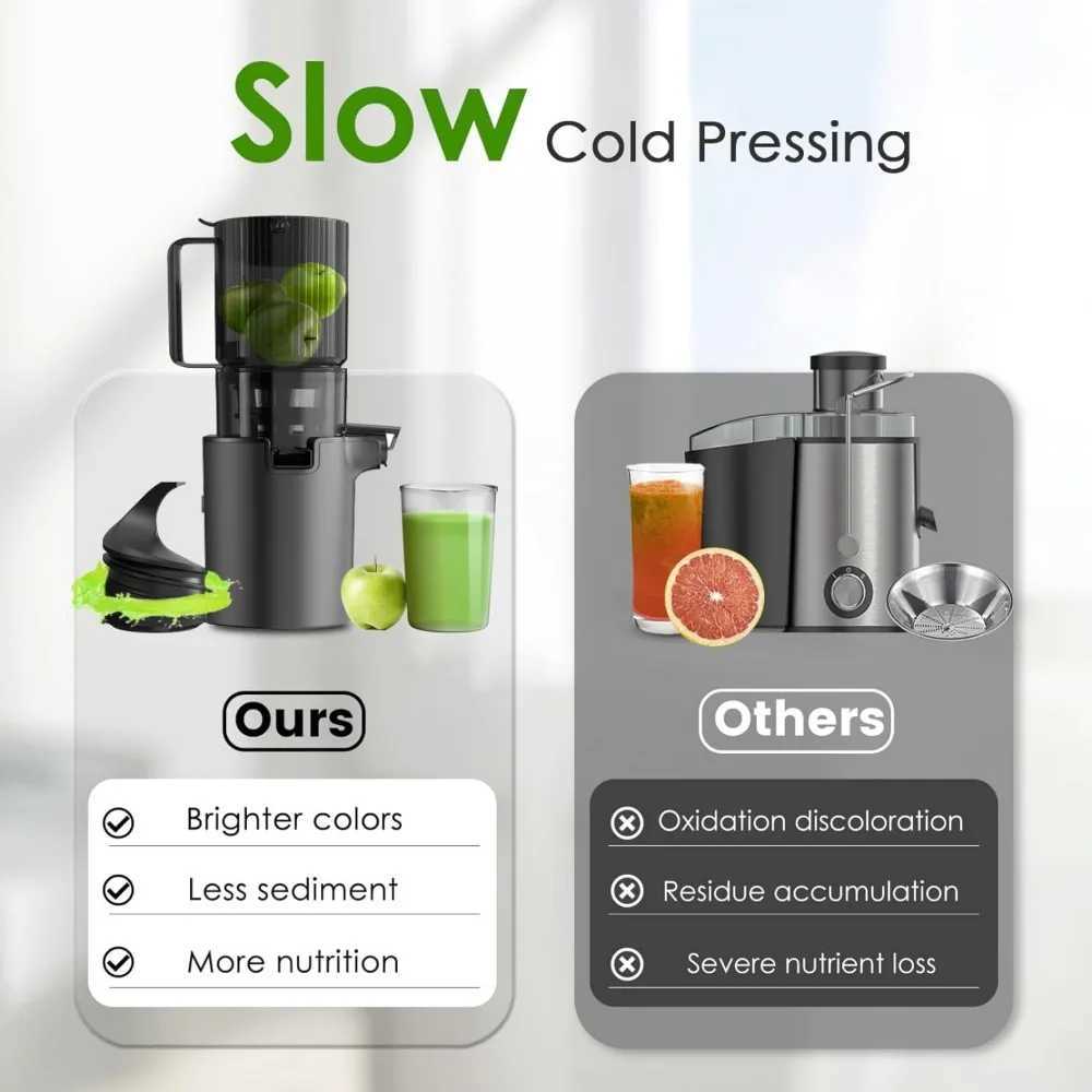 4.1 inch (104MM) slow speed cold press juicer with ultra wide feed chute used for pure juicers of vegetables and fruitsXJ241227