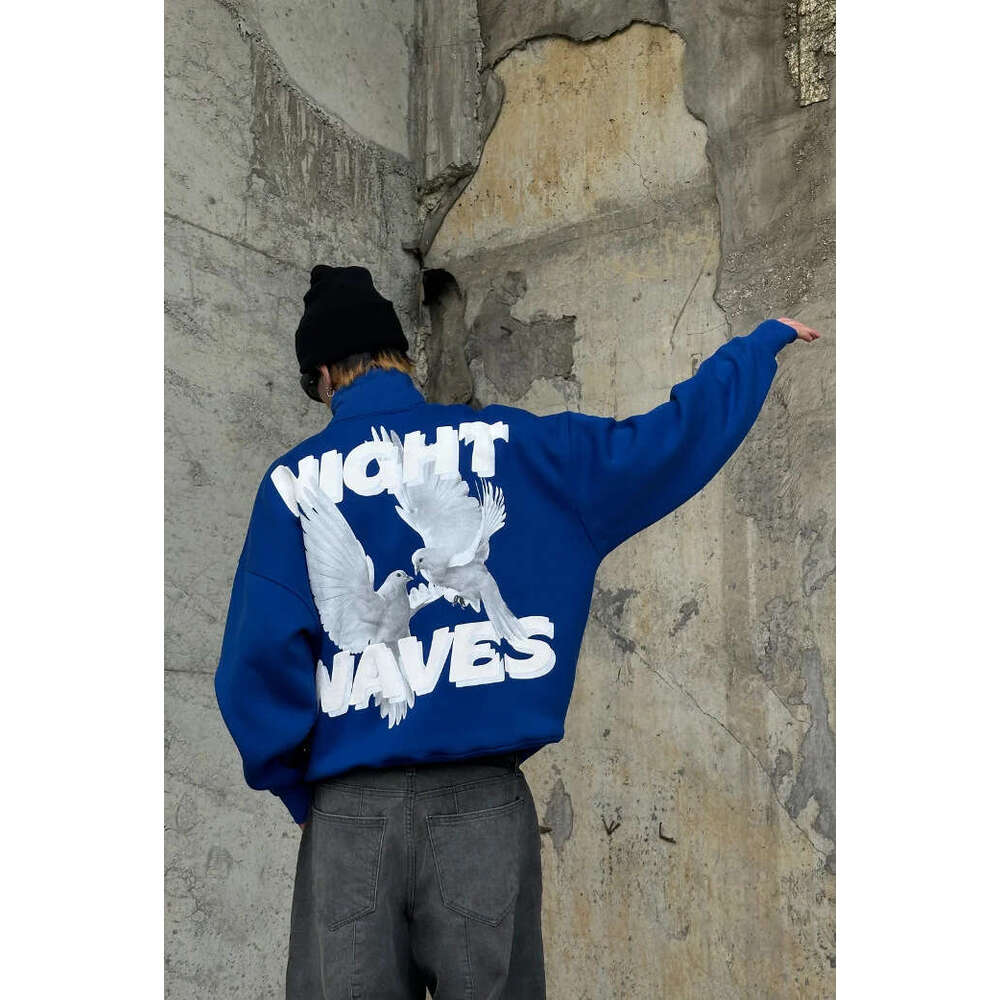 Y2K letter printed street half zip hoodie loose jacket for men and women
