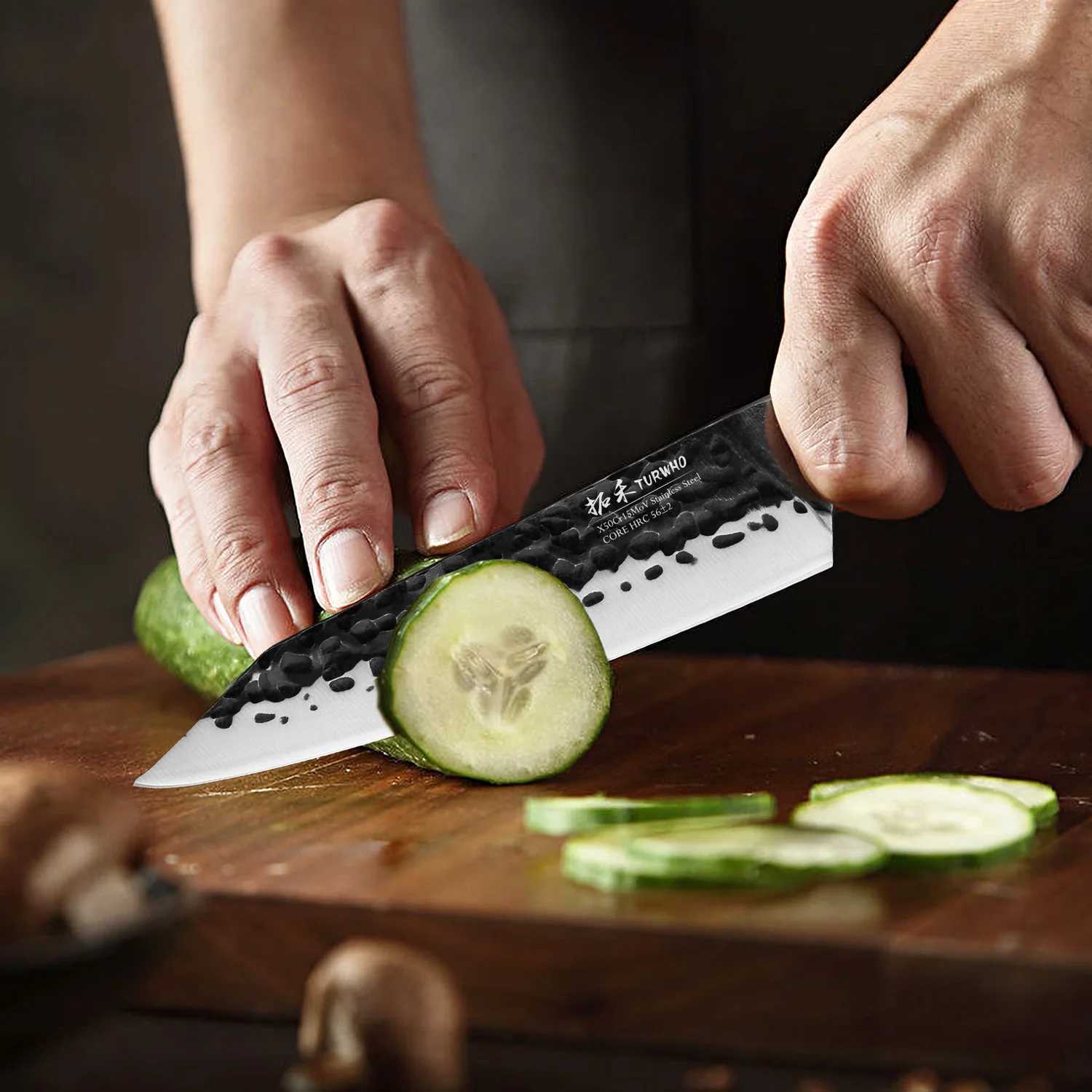 TURWHO 5 Japanese Hand Forged Kitchen Utility Knife X50Cr15MoV Stainless Steel Cutting Vegetable Meat Fruit Paring Chef Knife Y241227