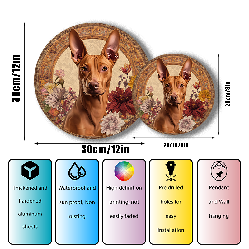 Customized Pharaoh Hound Pet Ornaments - Circular Aluminum Decorative Paintings | Unique Pet Souvenir Tombstones | Perfect Chris