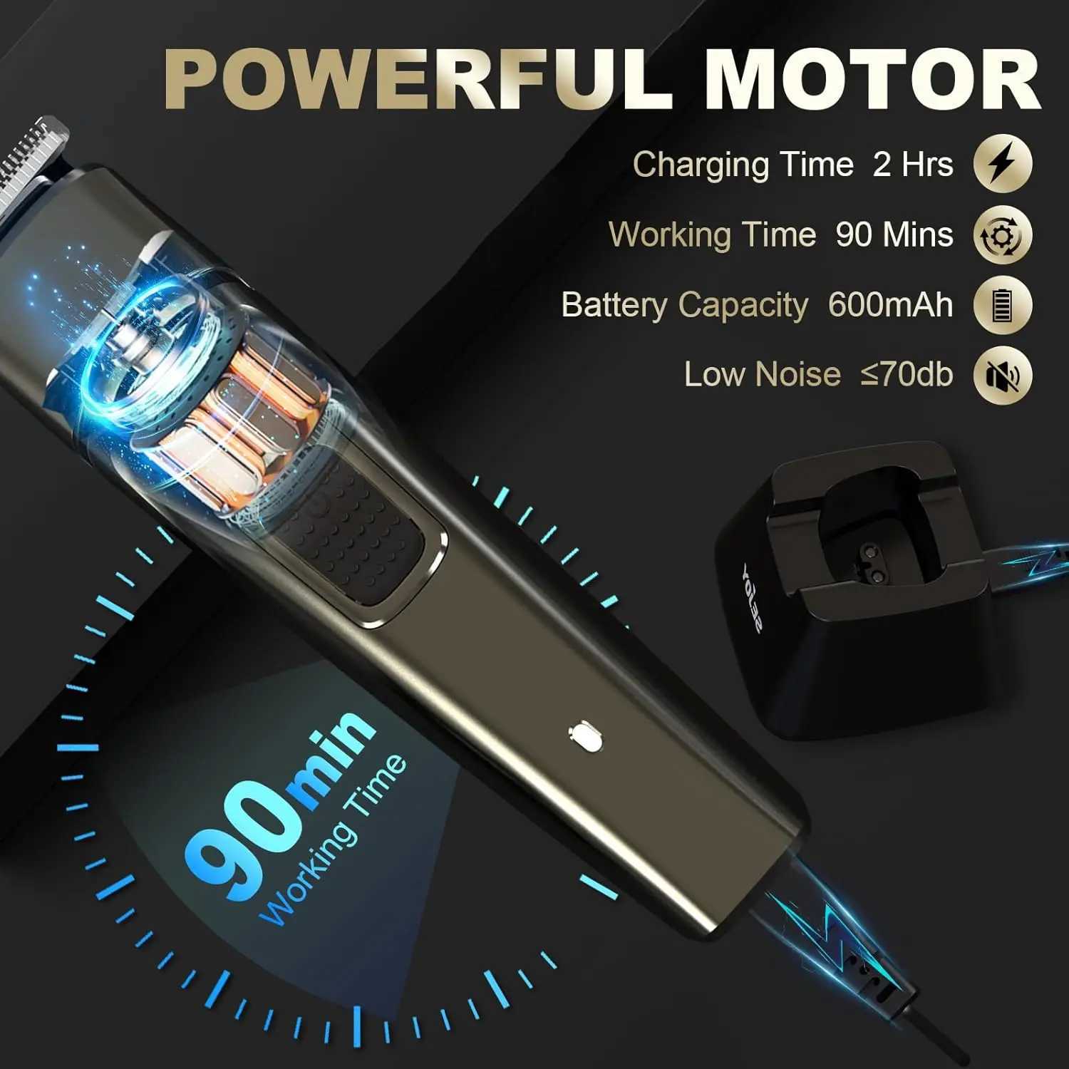 Sejoy 6 IN 1 Hair Trimmer for Men Electric Groin Hair Trimmer Cordless Beard Trimming Kit with Standing Charging Dock W241227