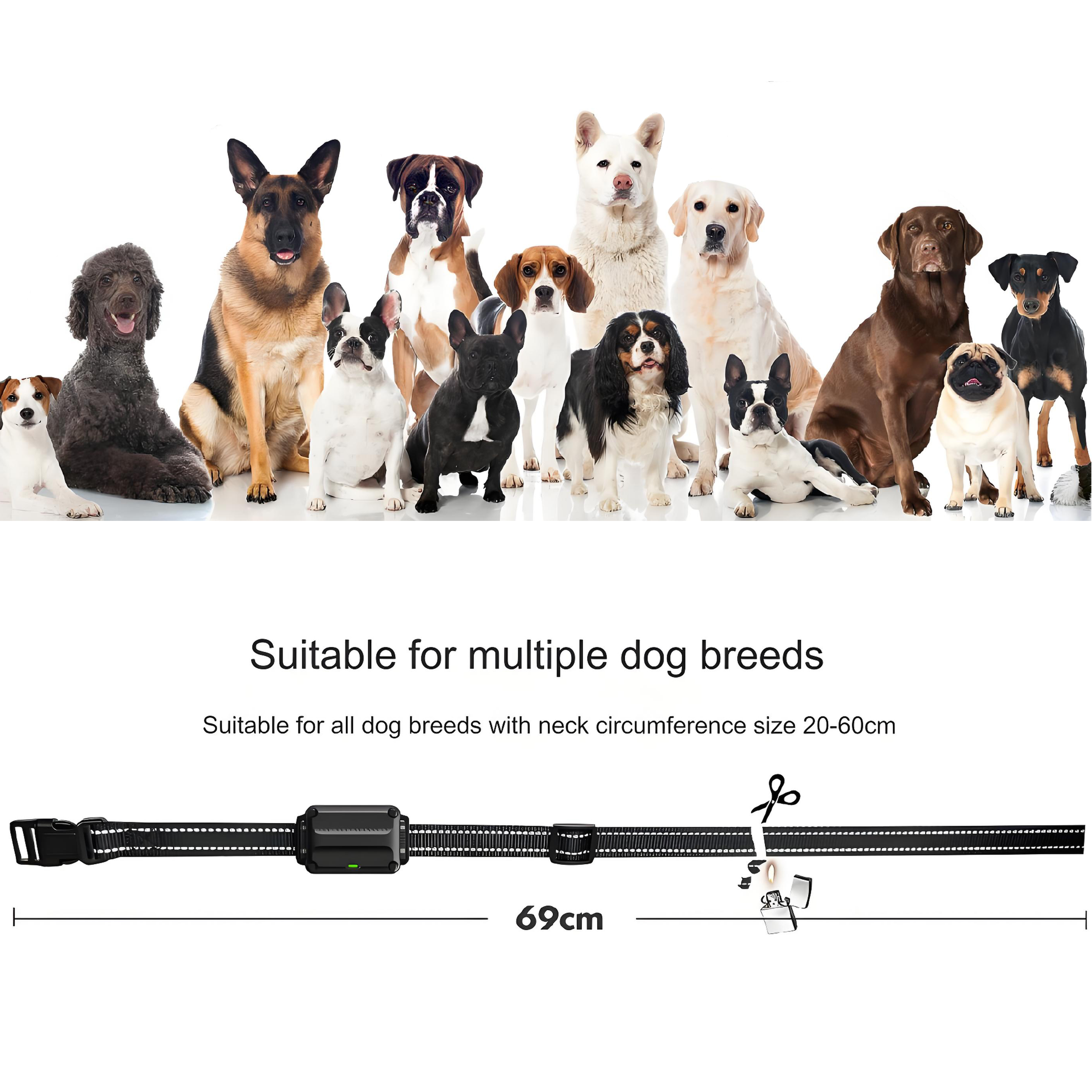 Portable Dog Training Collar, Sound, Vibration, Shock, Color LCD, USB Charging, Waterproof Bark Stopper Collar