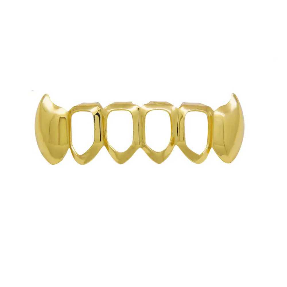 Hip-hop copper-plated tiger teeth half-bite retainer men women with Halloween false teeth props accories teeth jewelry W241227