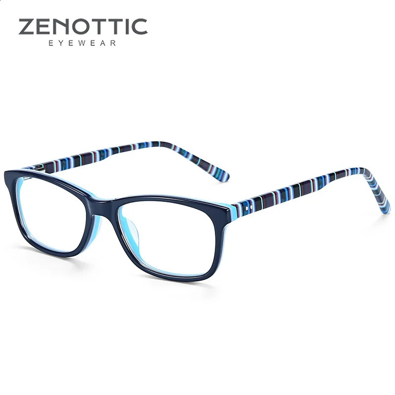 ZENOTTIC Kids Optical Glasses Acetate Frames Children Striped Square Non-Prescription Eyewear for Boys Girls BT5000 241227