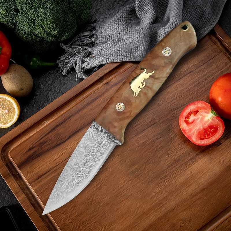 4-inch kitchen knife fruit knife sharp Damascus steel chef knife cooking knife meat cutting kitchen accessories Y241227