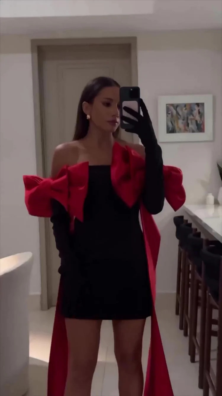 Elegant Party Dresses for Women 2024 Brithday Prom Gown Fashion Bow Evening Dress Sexy Strapless Short Dress Y2k Clothes 241223