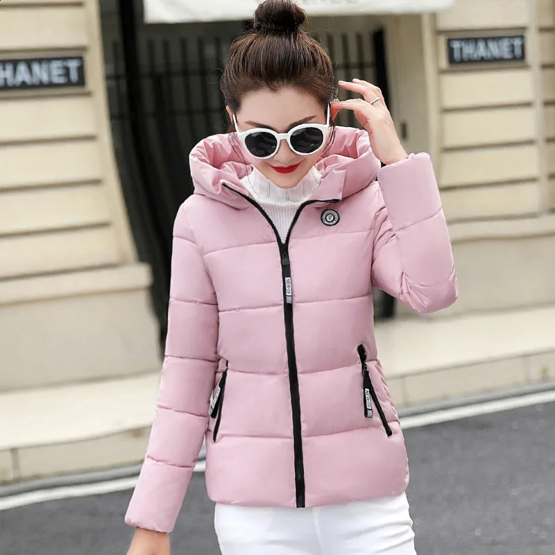 UHYTGF Winter Jackets For Women 2024 Parkas Hooded Thick Warm Cotton Short Jacket Womens Basic Down Coat Outerwear 5XL 1058 241226