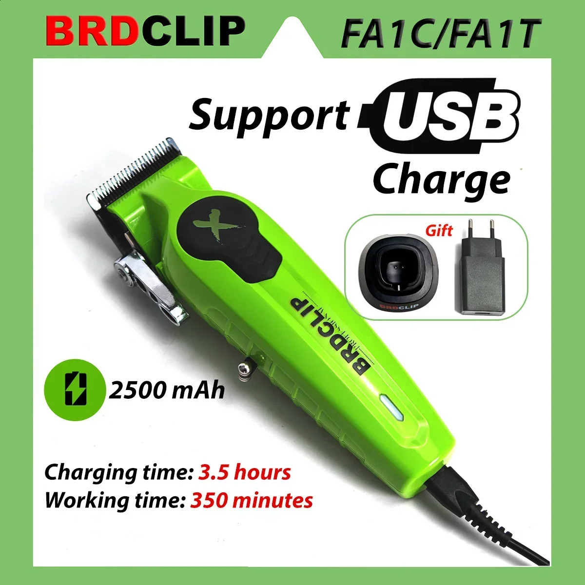 7500RPM Barber shop BRDCLIP FA1C FA1T Professional Hair Clipper Electric Trimmer Hair Finish Machine DLC Blade with Base 241226