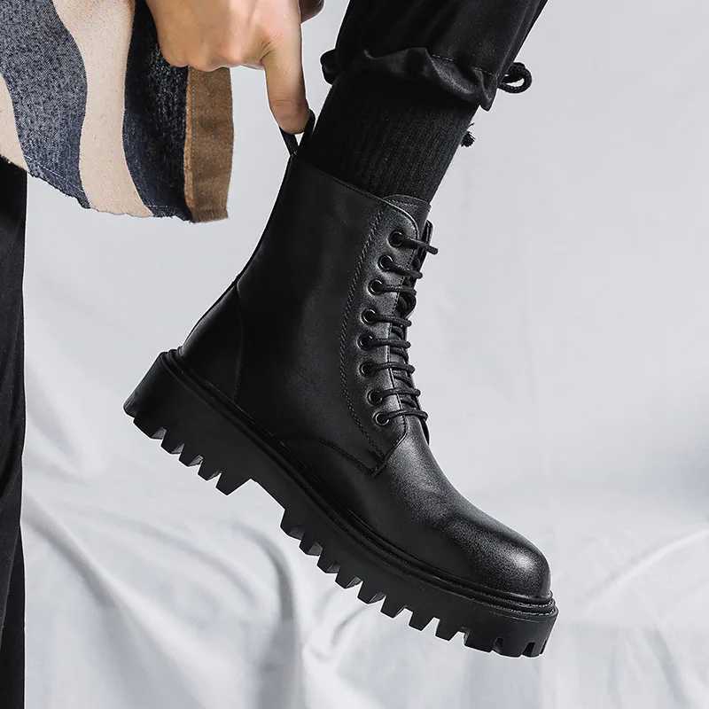 Fashion PU Leather Men Ankle Boots Outdoor Casual Shoes Lightweight Designer Mens Warm Work Boots 2024 Classic Handmade Boots Z250704