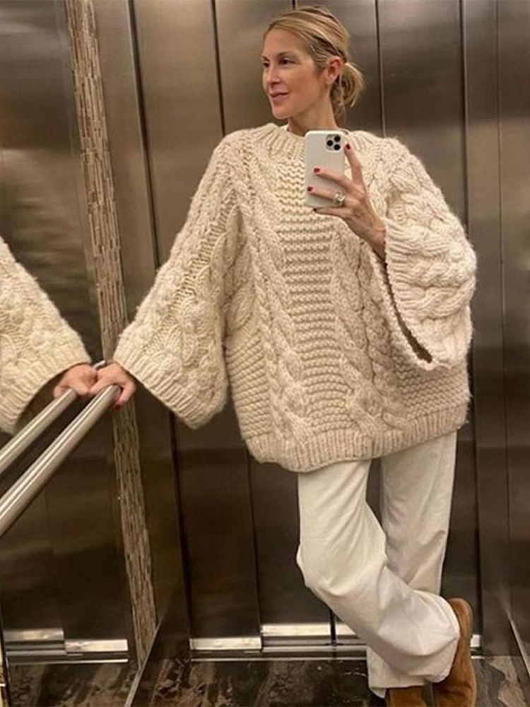 Oversize Women's Sweater Super Big Long Sleeve Loose Female Knitted Pullovers Autumn Winter Casual Twists Lady Sweaters