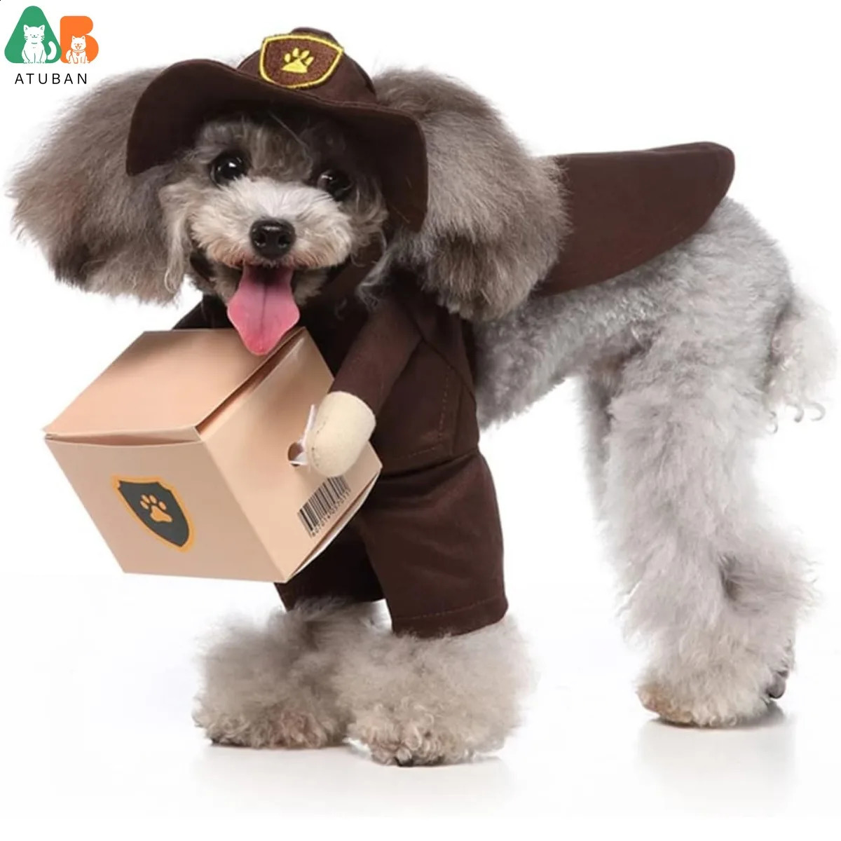 ATUBAN Pet Dog Cat Halloween Costume Funny Halloween Christmas Party Clothes Apparel for Small Dog Cat Cosplay Porter Costume 241225