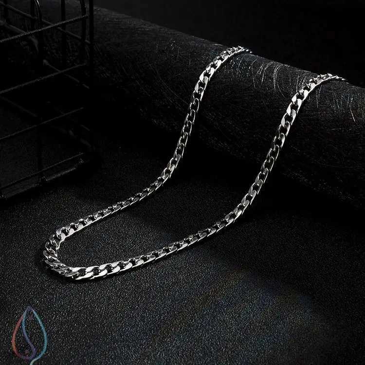 Stainl Steel Chain Necklace Long Hip Hop for Women Men on The Neck Fashion Jewelry Gift Accories Silver Color ChokerXJ241227