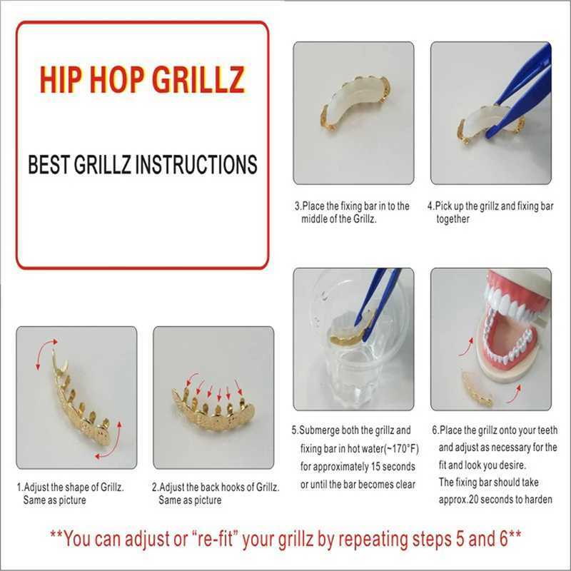 HipHop Tooth Grillz C Gold Plated Removable Top Bottom Dental Grill Punk Teeth Cs Halloween Cosplay Jewelry Gift W241227