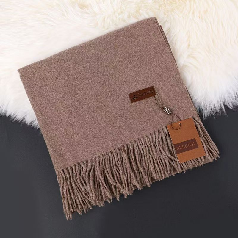 T038 scarf women autumn and winter new solid color cashmere scarf plus velvet thickened shawl scarf winter Korean version warm