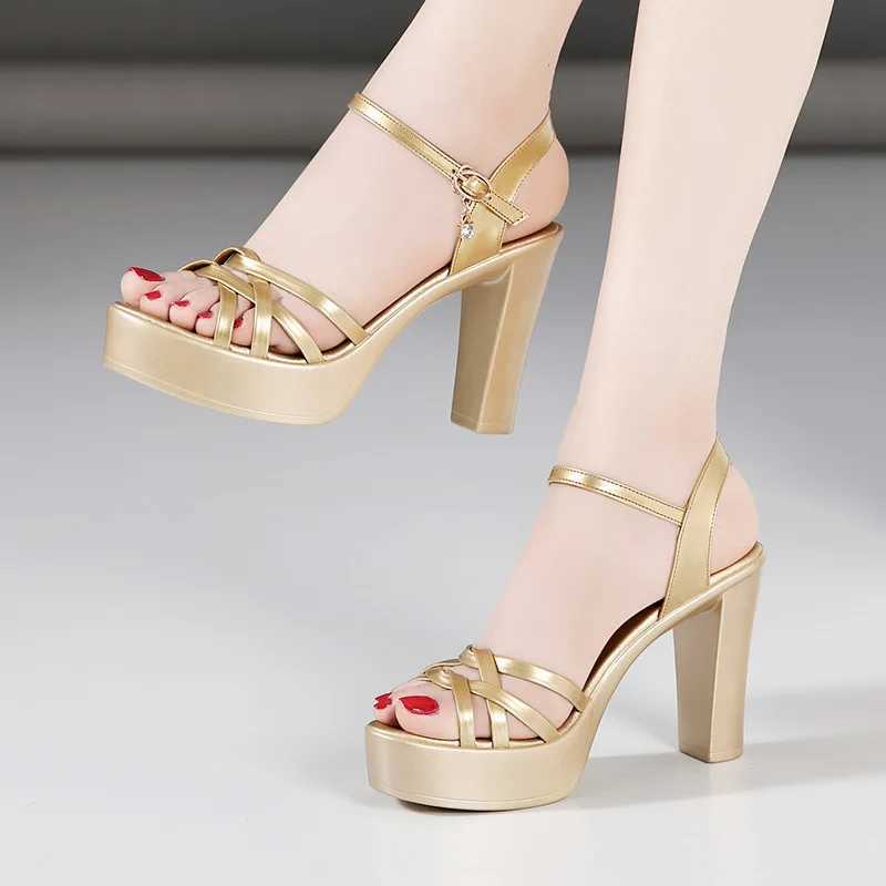 High Quality Size 32-43 Woman High Heels Sandals Ladies Summer Women Office Party Shoes Female Patent Leather Platform Heel Elegant Sandals T241227