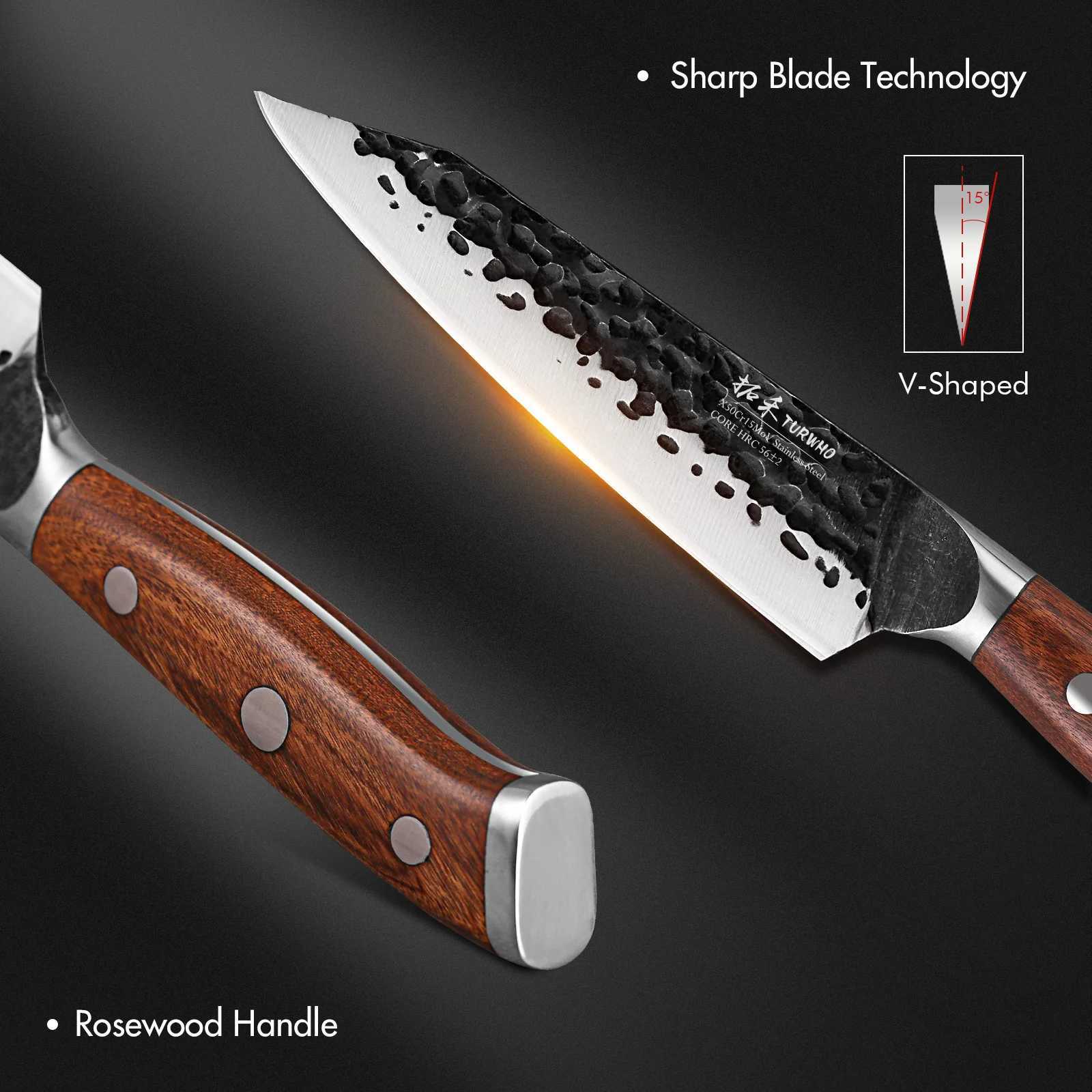TURWHO 5 Japanese Hand Forged Kitchen Utility Knife X50Cr15MoV Stainless Steel Cutting Vegetable Meat Fruit Paring Chef Knife Y241227