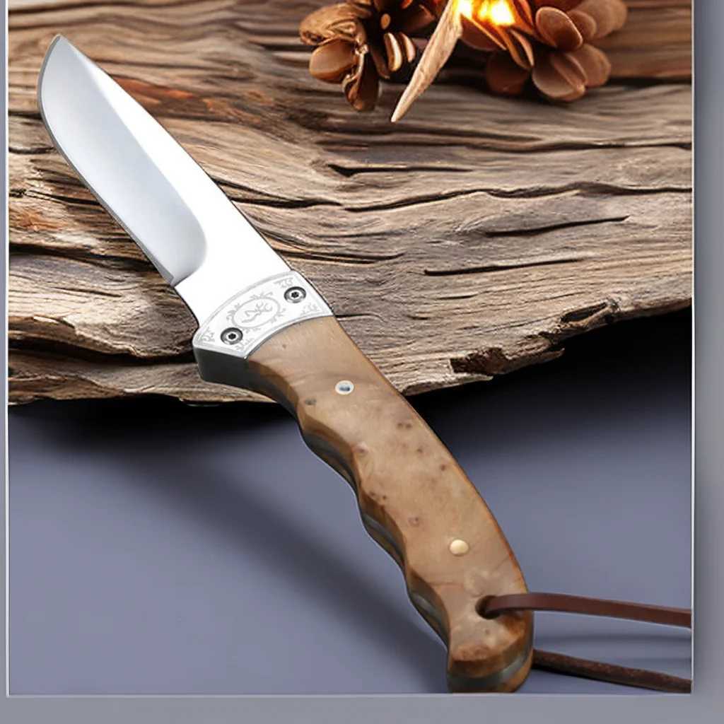 Utility Kitchen Knife Wood Cutter Knives With Pakka Wood Handle 5Cr1ov Stainless Steel Mirror Polishing Y241227