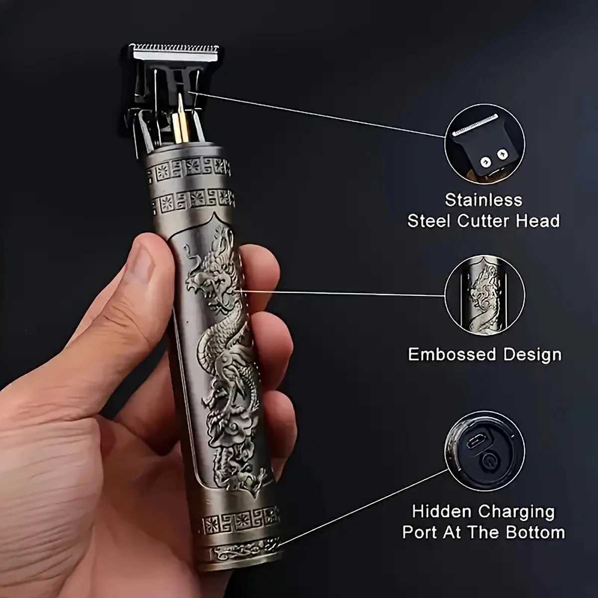 1pc T9 Longfeng hair clipper USB charging Electric hair clipper Oil Head Cutter Plastic Tube Electric Barber W241227
