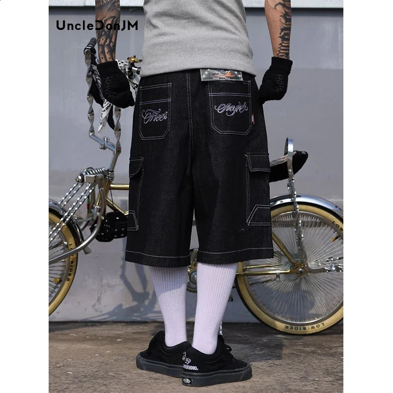 y Floral Baggy Over Knee Jorts Mens Vintage Wide Leg Pockets short denim Oversized Denim Five Point Pants 241227