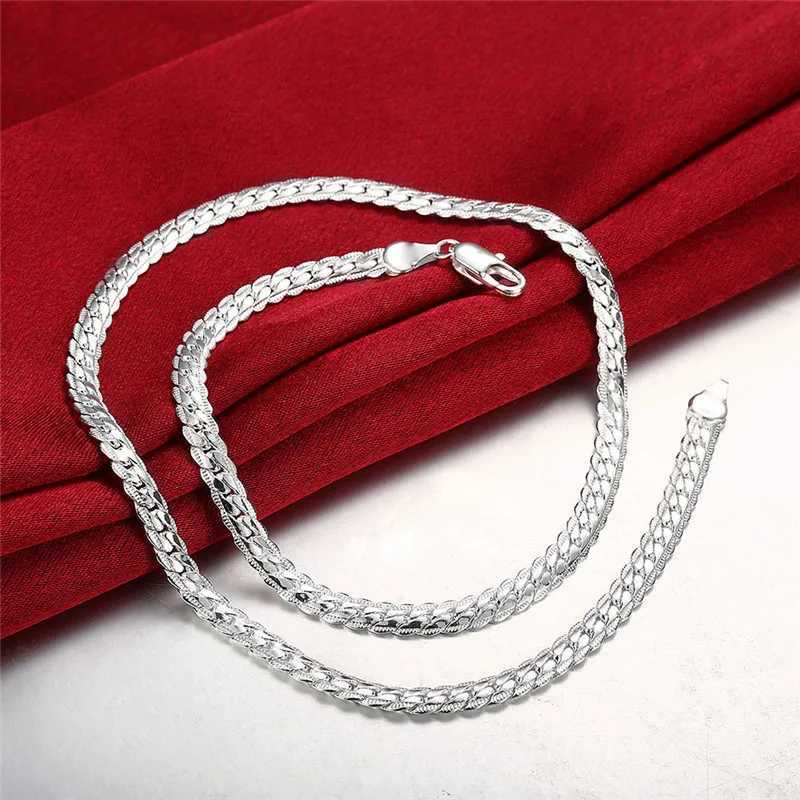 Silver 18K Gold Color 5MM Chain Bracelets Neckalce for Women Men Fashion Party Wedding Jewelry Sets GiftsXJ241227